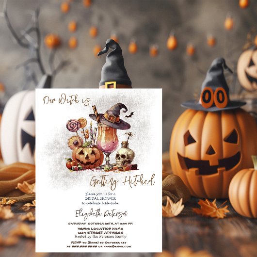 Heksenhoed Pompoendrank Halloween Bruidsdouche Kaart