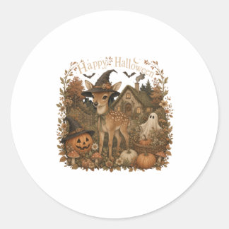 Heksenhoed Ree Gelukkig Halloween Cottagecore Ronde Sticker