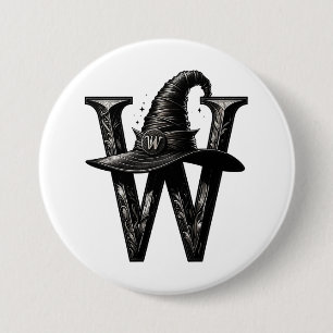 Heksenhoed Zwart Harses Hoeden Halloween Ronde Button 7,6 Cm