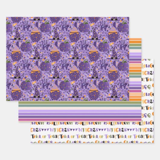 Heksenhoeden en Strepen Cadeaupapier (Set)