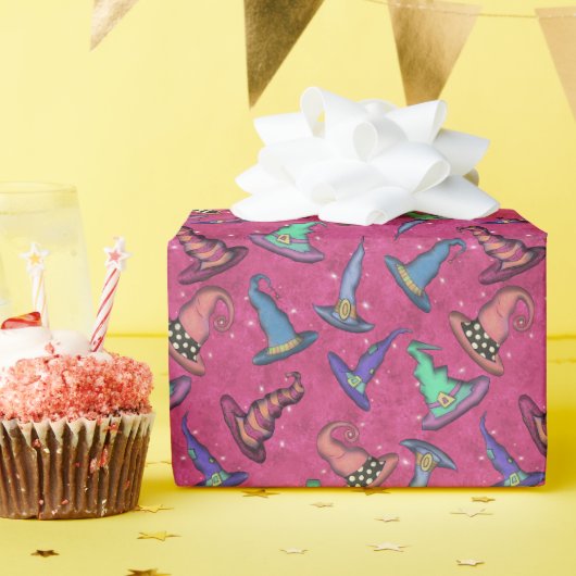 Heksenhoeden op Roze Cadeaupapier (Verjaardagsfeest)