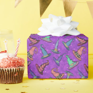 Heksenhoeden op roze fuchsia voor Halloween Cadeaupapier