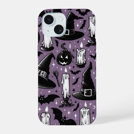 Heksenhoeden & Vleermuizen iPhone 15 Case (Achterkant)