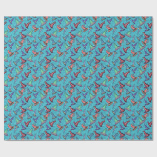 Heksenhoeden voor Halloween op turquoise blauw Cadeaupapier