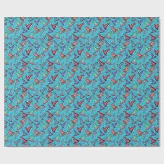Heksenhoeden voor Halloween op turquoise blauw Cadeaupapier