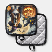Heksenhond Halloween Pothouder Pannenlap (Voorkant / Achterkant)