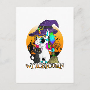 Heksenhoorn Eenhoorn Heks Halloween Zwarte Kat Ora Briefkaart