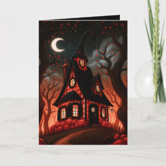 Heksenhuisje Halloween Illustratie Kaart