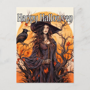 Heksenillustratie   Happy Halloween Briefkaart