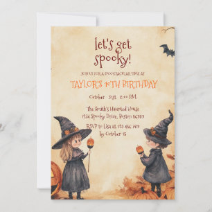 Heksenjongen Meisje Halloween Verjaardagsfeest Kaart
