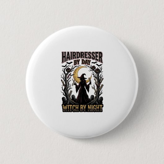 Heksenkapsalon Halloween Kapsalon overdag Design_ Ronde Button 5,7 Cm (Voorkant)