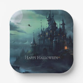 Heksenkasteel Halloween Papieren Bordje (Voorkant)