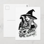 Heksenkat en schedels Wicked Briefkaart (Voorkant / Achterkant)