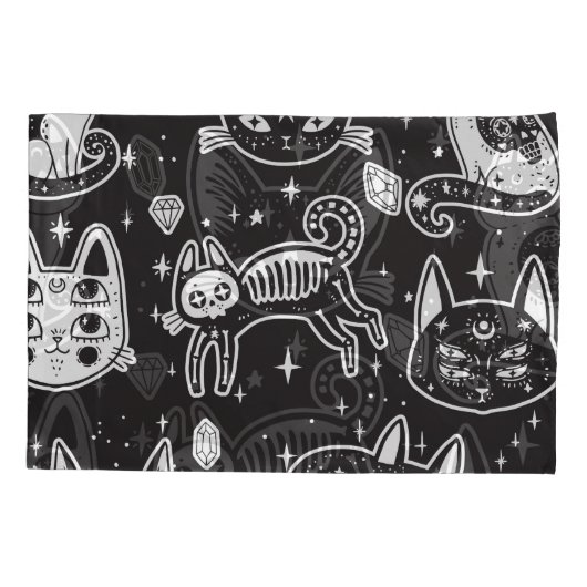 Heksenkat:  geïsoleerde illustratie kussensloop (Achterkant)