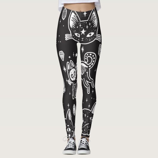 Heksenkat:  geïsoleerde illustratie leggings (Voorkant)