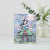 Heksenkat Halloween Briefkaart 'Sweet and Sour' (Staand voorkant)