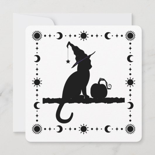 Heksenkat Halloween Feest Uitnodiging (Voorkant)