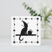 Heksenkat Halloween Feest Uitnodiging (Staand voorkant)