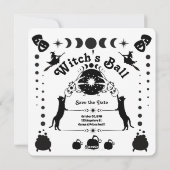 Heksenkat Halloween Feest Uitnodiging (Achterkant)