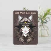 Heksenkat Halloween Griezeld Griezige Cute Portret Feestdagenkaart (Staand voorkant)