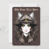 Heksenkat Halloween Griezeld Griezige Cute Portret Feestdagenkaart (Voorkant)