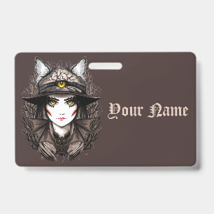Heksenkat Halloween Griezeld Grut Portret Badge