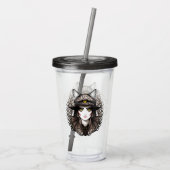 Heksenkat Halloween griezelig Schattige portret Acryl Drinkbeker (Achterkant)