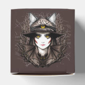 Heksenkat Halloween griezelig Schattige portret Bedankdoosjes (Bovenkant)