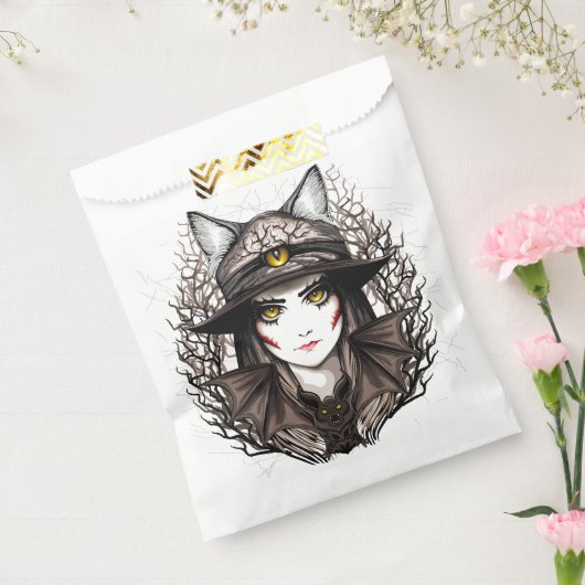 Heksenkat Halloween griezelig Schattige portret Bedankzakje (Gezegeld)