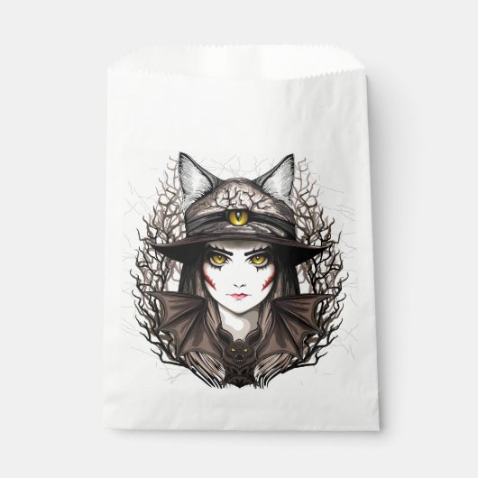 Heksenkat Halloween griezelig Schattige portret Bedankzakje (Voorkant)