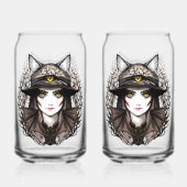 Heksenkat Halloween griezelig Schattige portret Blikvorm Glas (Voorkant)