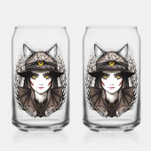 Heksenkat Halloween griezelig Schattige portret Blikvorm Glas (Achterkant)