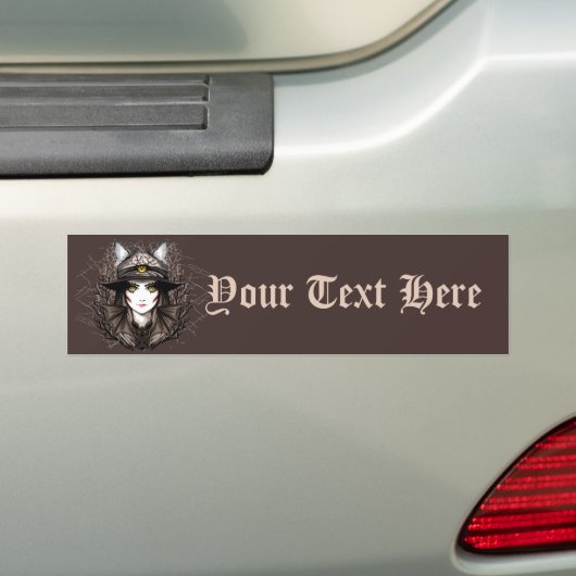 Heksenkat Halloween griezelig Schattige portret Bumpersticker (Op auto)