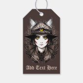 Heksenkat Halloween griezelig Schattige portret Cadeaulabel (Voorkant)