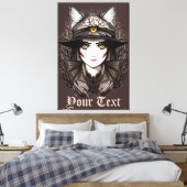 Heksenkat Halloween griezelig Schattige portret Canvas Afdruk (Insitu (Slaapkamer))