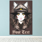 Heksenkat Halloween griezelig Schattige portret Canvas Afdruk (Insitu (Houten vloer))