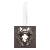 Heksenkat Halloween griezelig Schattige portret Decoratie (Voorkant)