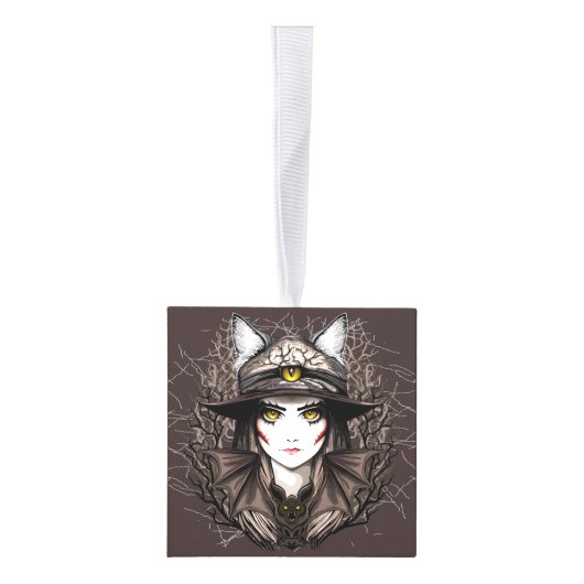 Heksenkat Halloween griezelig Schattige portret Decoratie (Rechts)