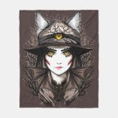 Heksenkat Halloween griezelig Schattige portret Fleece Deken (Voorkant)