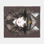 Heksenkat Halloween griezelig Schattige portret Fleece Deken (Voorkant (Horizontaal))