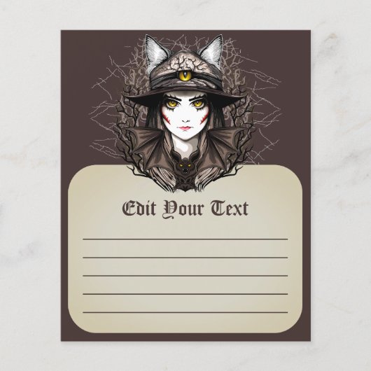 Heksenkat Halloween griezelig Schattige portret Flyer (Voorkant)