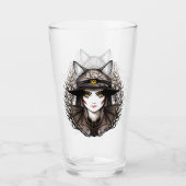 Heksenkat Halloween griezelig Schattige portret Glas (Voorkant)