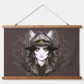 Heksenkat Halloween griezelig Schattige portret Hangend Wandkleed (Voorkant)