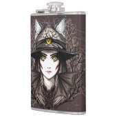 Heksenkat Halloween griezelig Schattige portret Heupfles (Links)