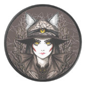 Heksenkat Halloween griezelig Schattige portret Hockey Puck (Voorkant)