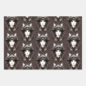 Heksenkat Halloween griezelig Schattige portret Inpakpapier Vel (Voorkant 3)