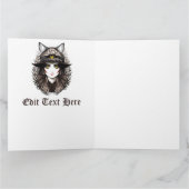 Heksenkat Halloween griezelig Schattige portret Kaart (Binnen)