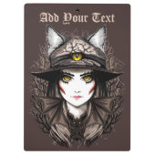 Heksenkat Halloween griezelig Schattige portret Klembord (Achterkant)