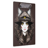 Heksenkat Halloween griezelig Schattige portret Klembord (Rechts)