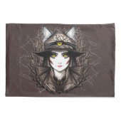 Heksenkat Halloween griezelig Schattige portret Kussensloop (Achterkant)